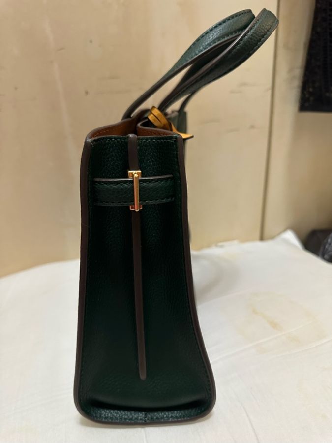TORY BURCH 小圓標TB荔枝紋皮革手提斜背包-16
