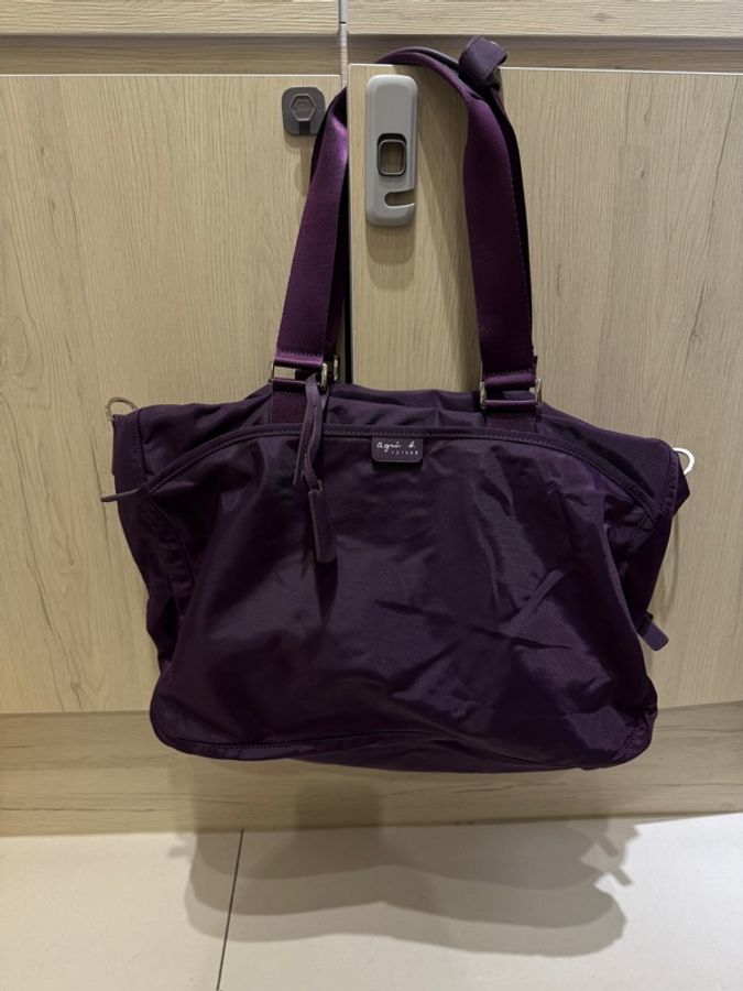 agnès b. VOYAGE 紫色尼龍旅行包|吊牌未拆|附鎖頭+2把鑰匙|近新品-0