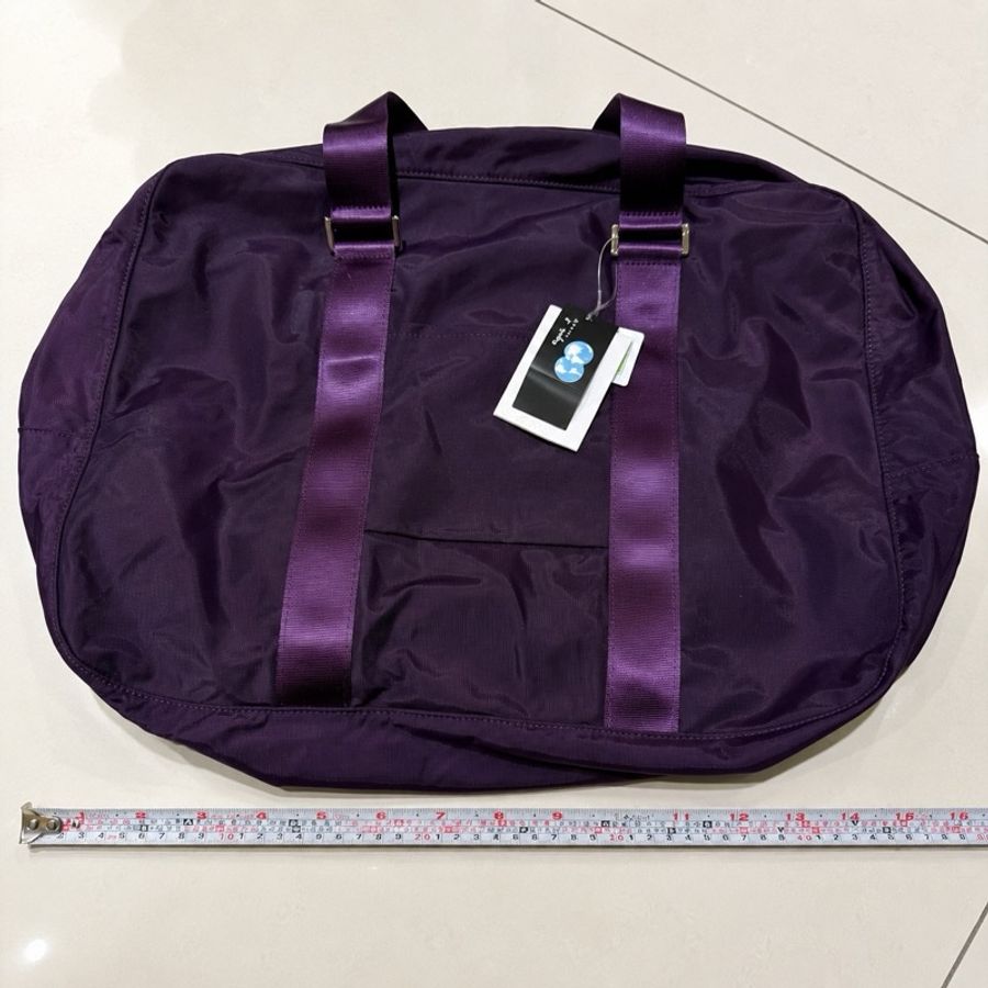 agnès b. VOYAGE 紫色尼龍旅行包|吊牌未拆|附鎖頭+2把鑰匙|近新品-3