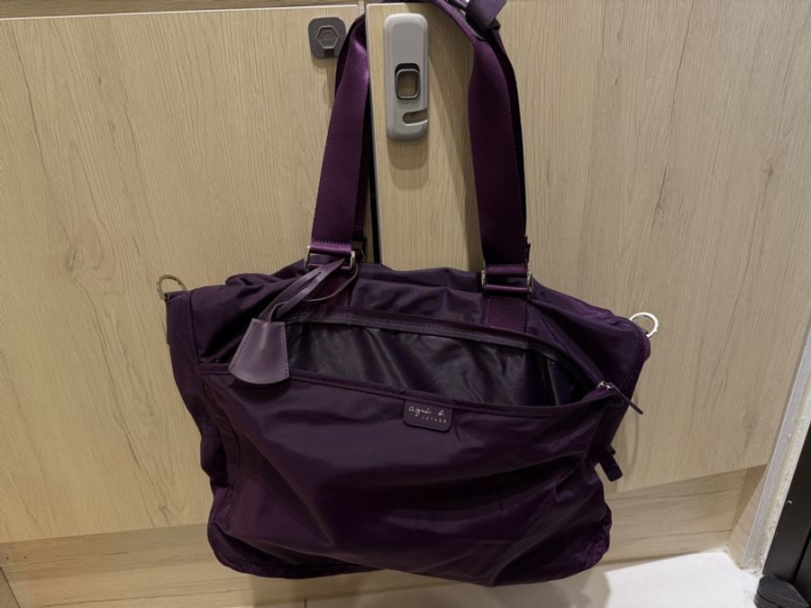 agnès b. VOYAGE 紫色尼龍旅行包|吊牌未拆|附鎖頭+2把鑰匙|近新品-4