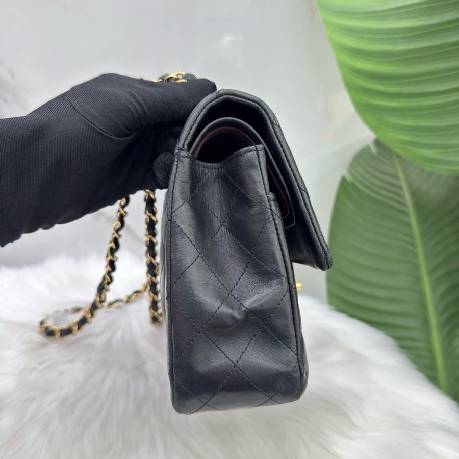 Chanel香奈兒CF中號黑色金扣羊皮鏈條包 16開-3