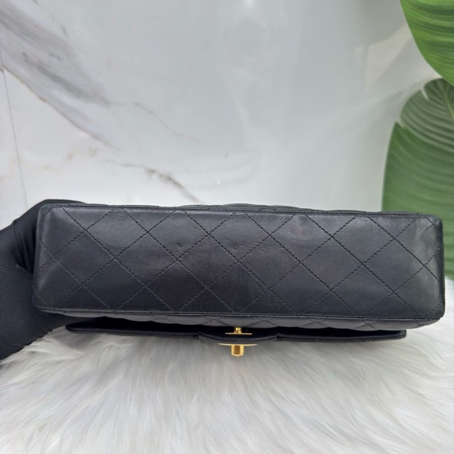 Chanel香奈兒CF中號黑色金扣羊皮鏈條包 16開-4