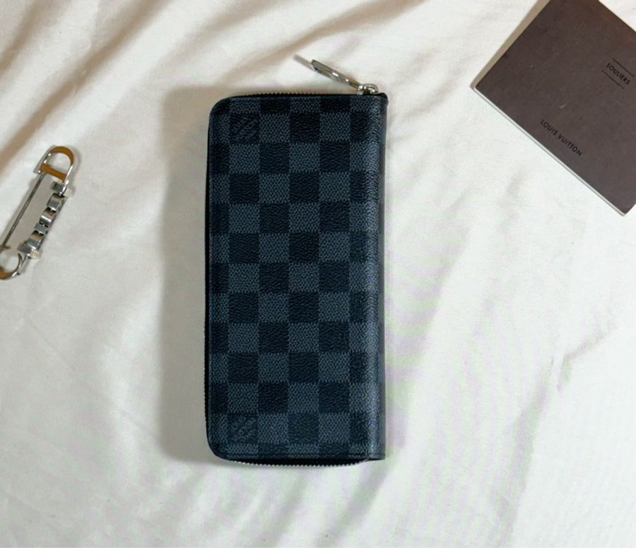 🔥 近新美品 LV 路易威登 Louis Vuitton 黑棋盤格拉鏈 14卡長夾-2