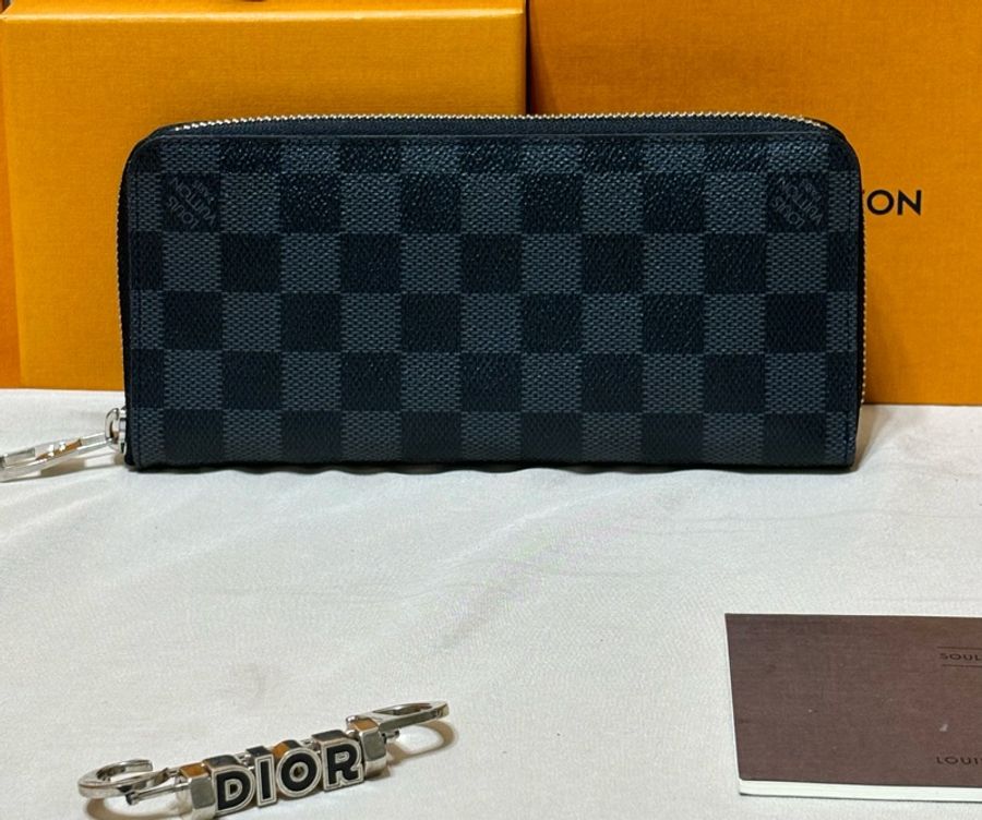 🔥 近新美品 LV 路易威登 Louis Vuitton 黑棋盤格拉鏈 14卡長夾-3
