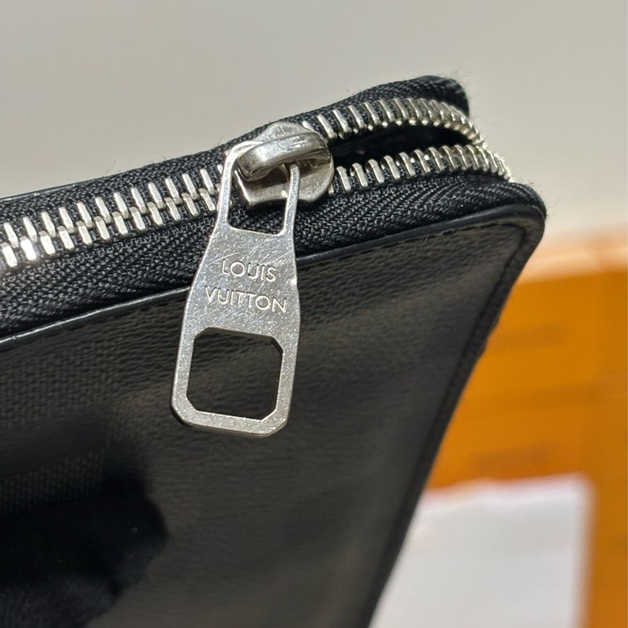 🔥 近新美品 LV 路易威登 Louis Vuitton 黑棋盤格拉鏈 14卡長夾-9