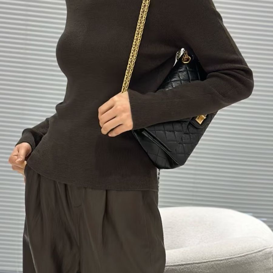 CHANEL香奈兒2.55中號黑色油蠟牛皮菱格鏈條單肩斜挎包🦉附件身份卡鐳射16-5