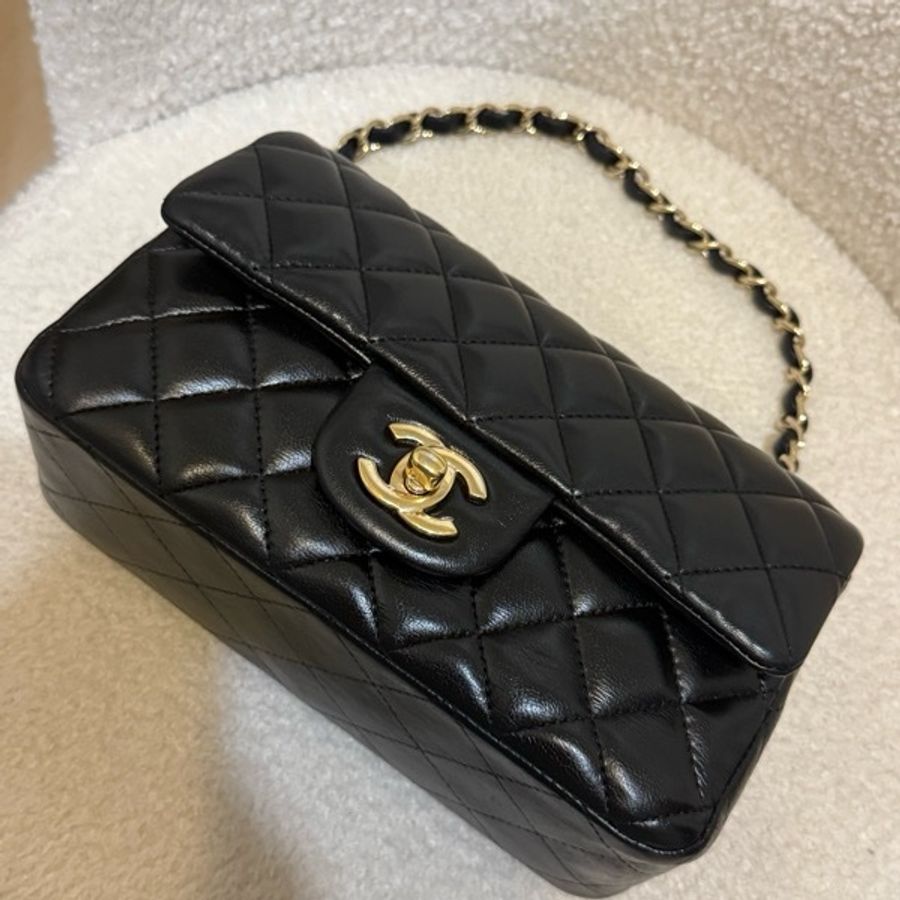 Chanel 經典CF20 黑金 羊皮 肩背包 斜背包-1