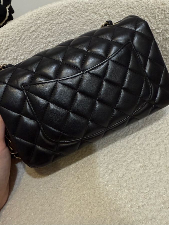 Chanel 經典CF20 黑金 羊皮 肩背包 斜背包-5