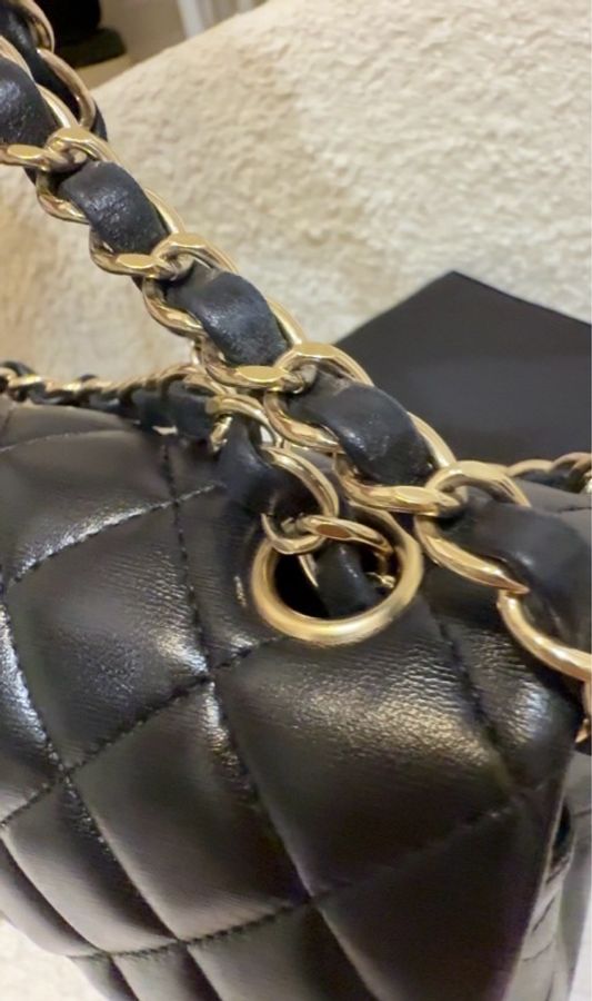 Chanel 經典CF20 黑金 羊皮 肩背包 斜背包-14