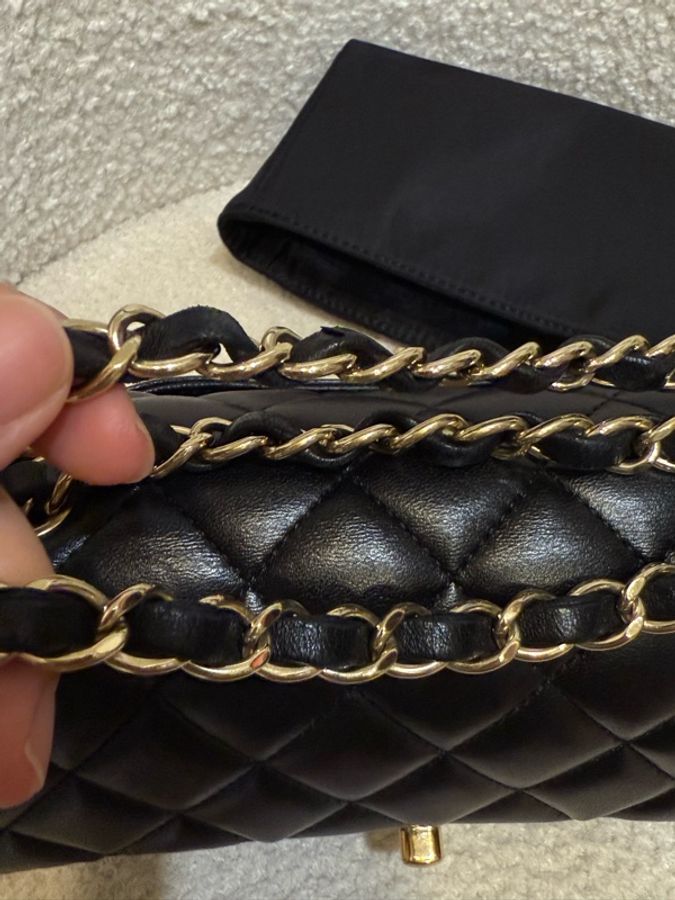 Chanel 經典CF20 黑金 羊皮 肩背包 斜背包-15