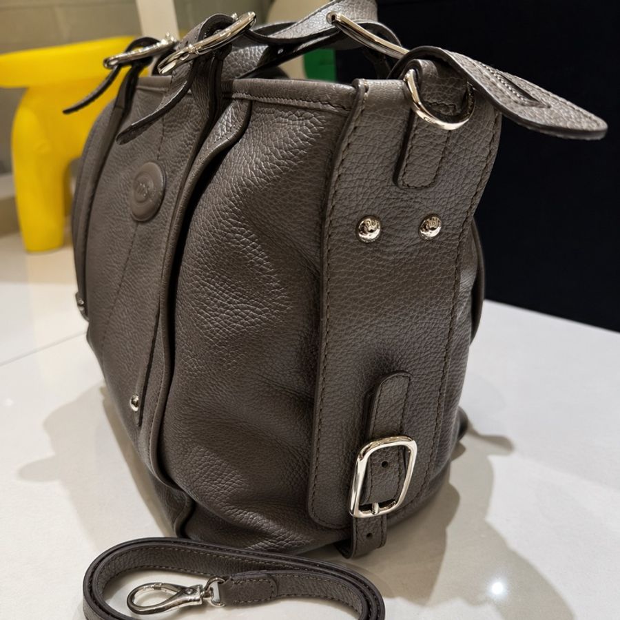 TOD’S 真皮兩用包 灰褐色 小牛皮 義大利製-1