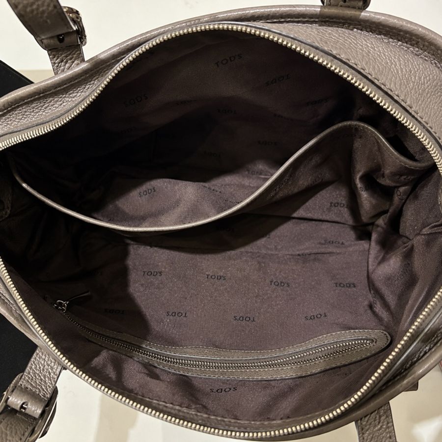 TOD’S 真皮兩用包 灰褐色 小牛皮 義大利製-3