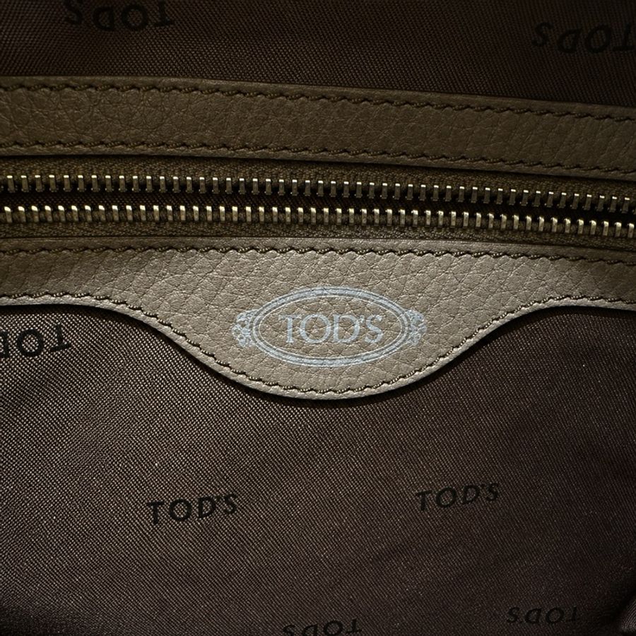 TOD’S 真皮兩用包 灰褐色 小牛皮 義大利製-9