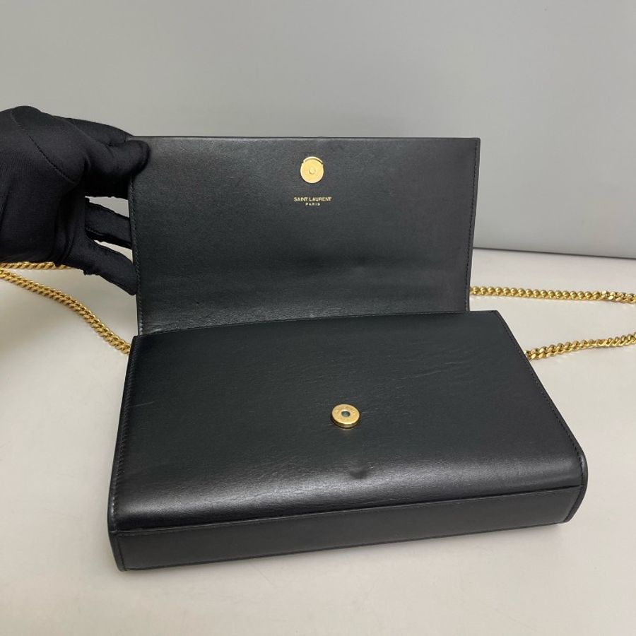 YSL聖羅蘭 Kate中號黑金全皮流蘇鏈條包-6
