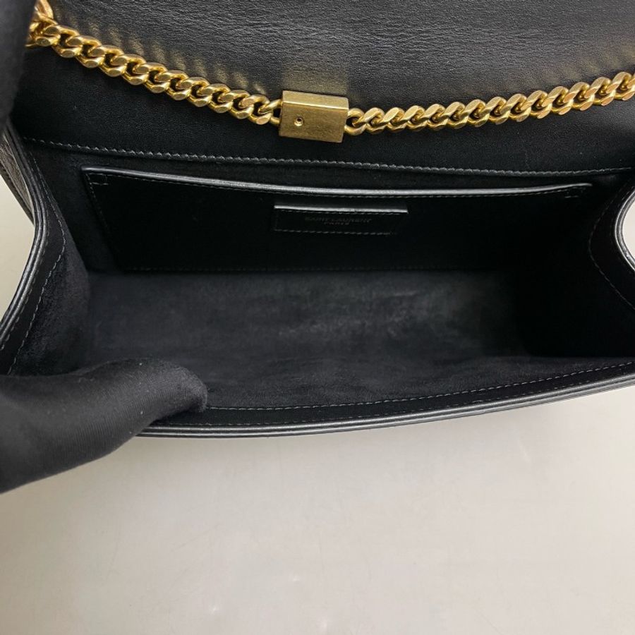 YSL聖羅蘭 Kate中號黑金全皮流蘇鏈條包-7