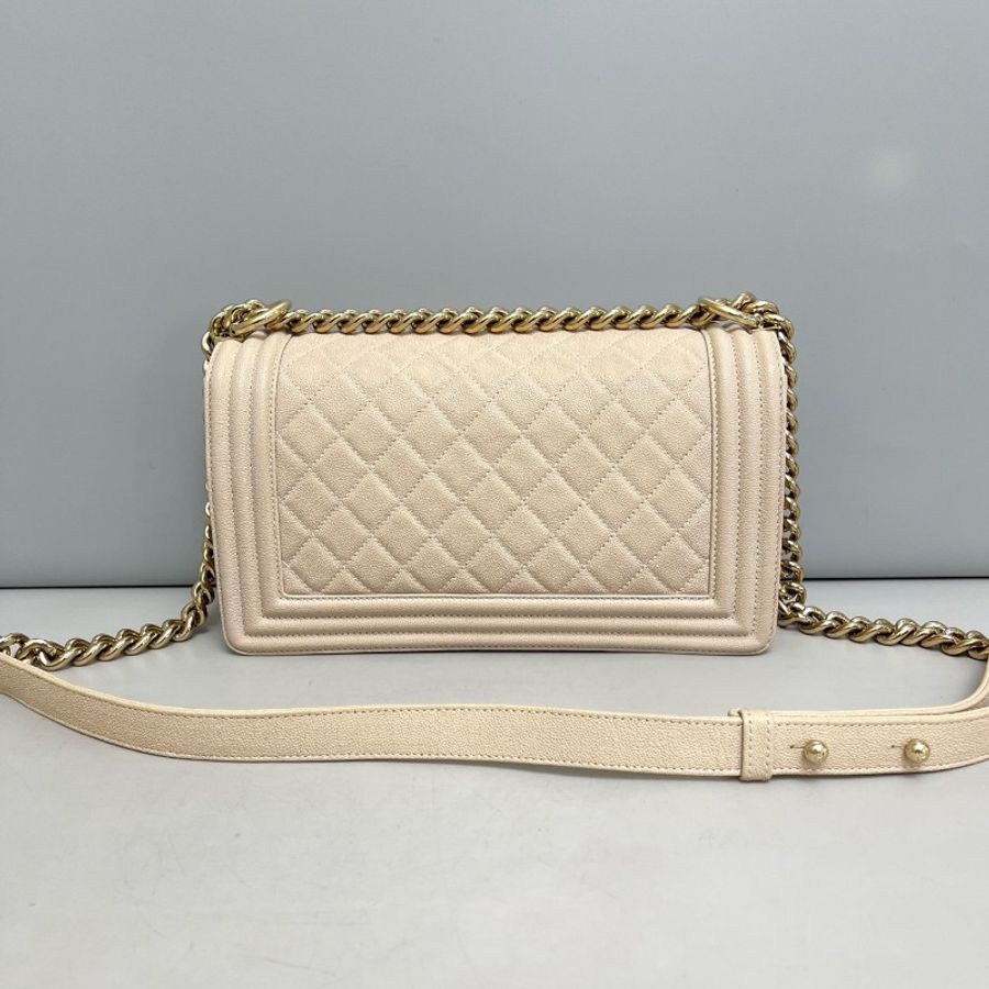 Chanel leboy 25cm 中號藕粉色荔枝紋鏈條-1