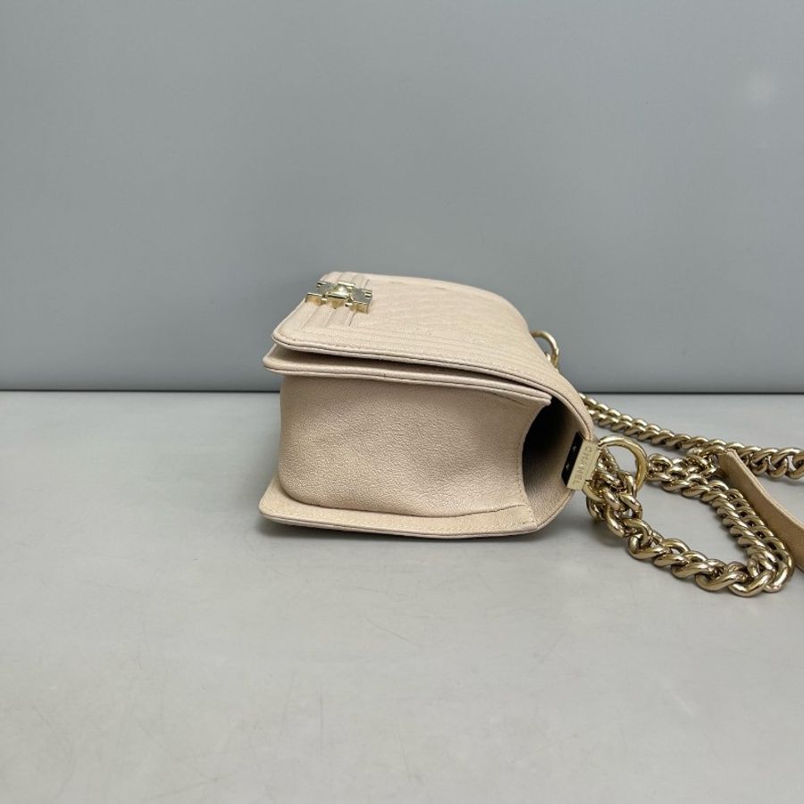 Chanel leboy 25cm 中號藕粉色荔枝紋鏈條-2