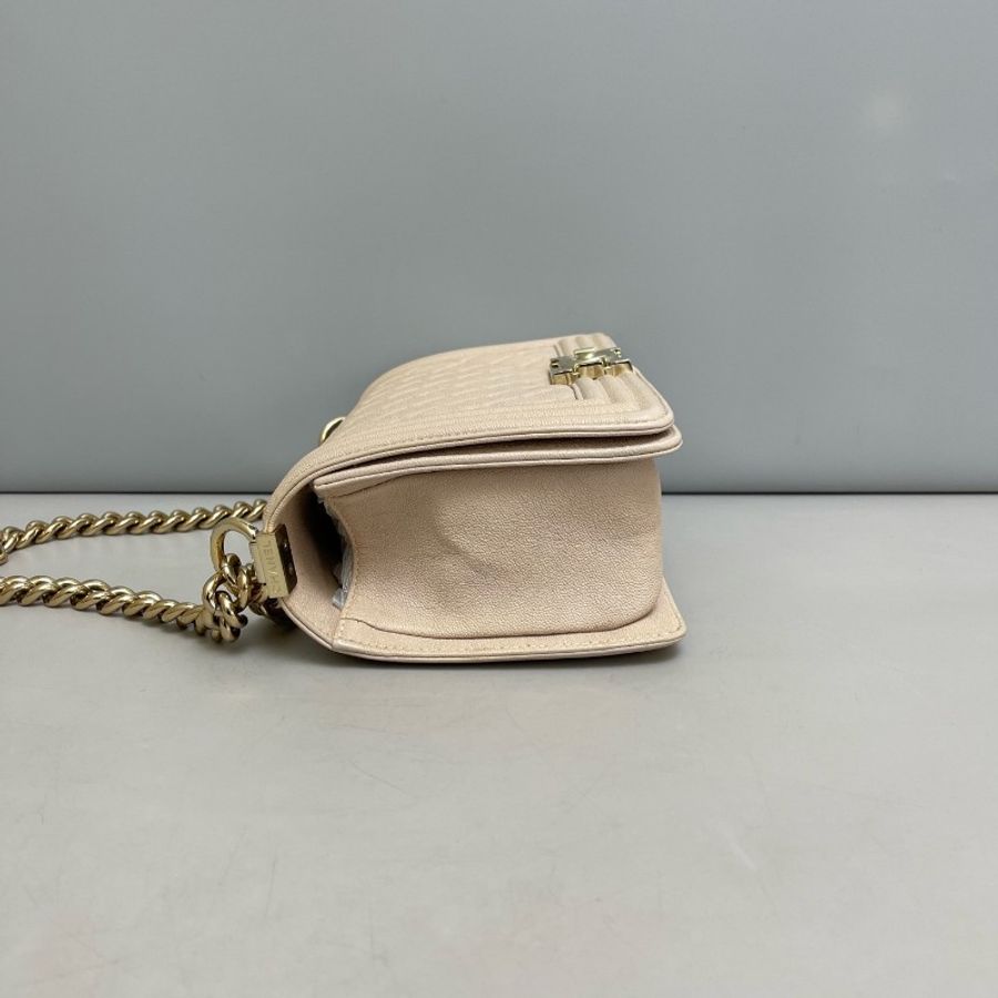 Chanel leboy 25cm 中號藕粉色荔枝紋鏈條-3