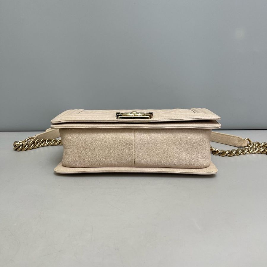 Chanel leboy 25cm 中號藕粉色荔枝紋鏈條-4