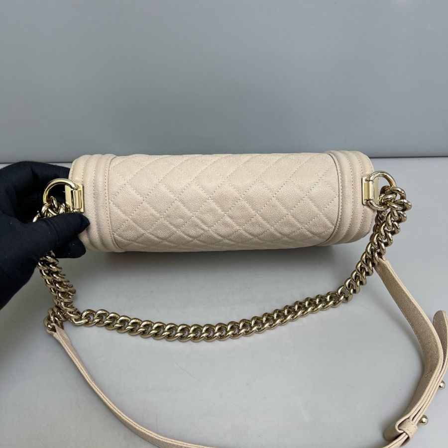Chanel leboy 25cm 中號藕粉色荔枝紋鏈條-5
