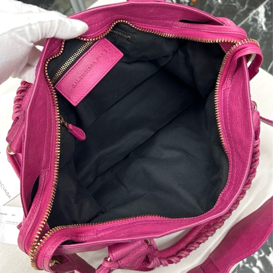 【狀況良好】Balenciaga 巴黎世家 桃粉色復古牛皮大釘機車包-5