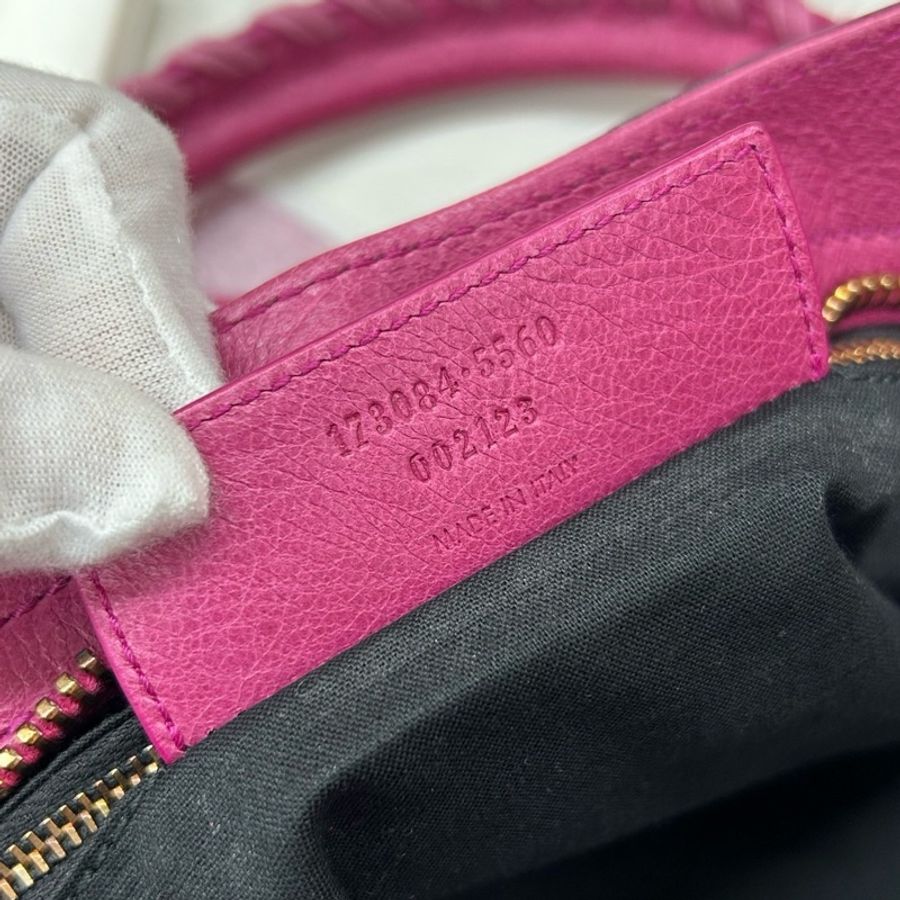 【狀況良好】Balenciaga 巴黎世家 桃粉色復古牛皮大釘機車包-6