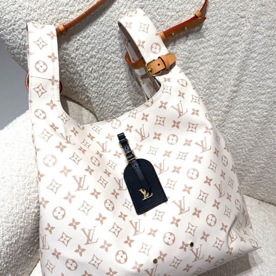 LV 沙色沙丘老花atlantis大號子母包菜籃子芯片款 34*13*32.5 95新 配件子袋 塵袋-3