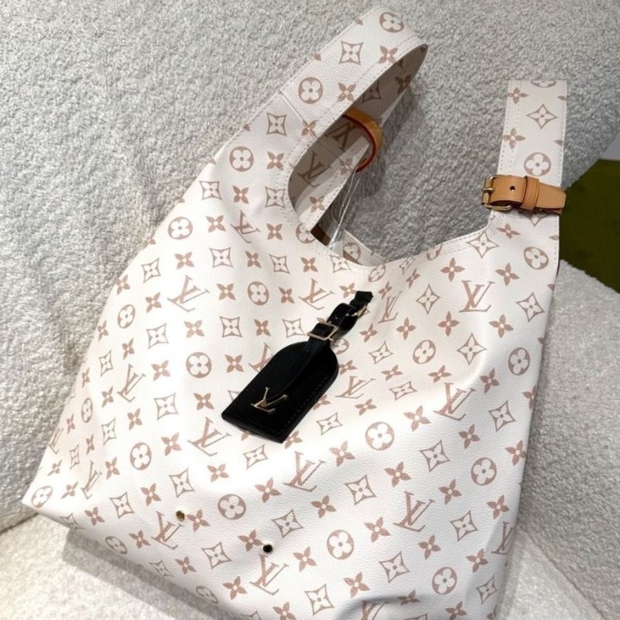 LV 沙色沙丘老花atlantis大號子母包菜籃子芯片款 34*13*32.5 95新 配件子袋 塵袋-4