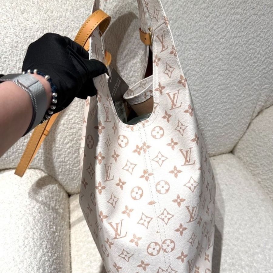 LV 沙色沙丘老花atlantis大號子母包菜籃子芯片款 34*13*32.5 95新 配件子袋 塵袋-6