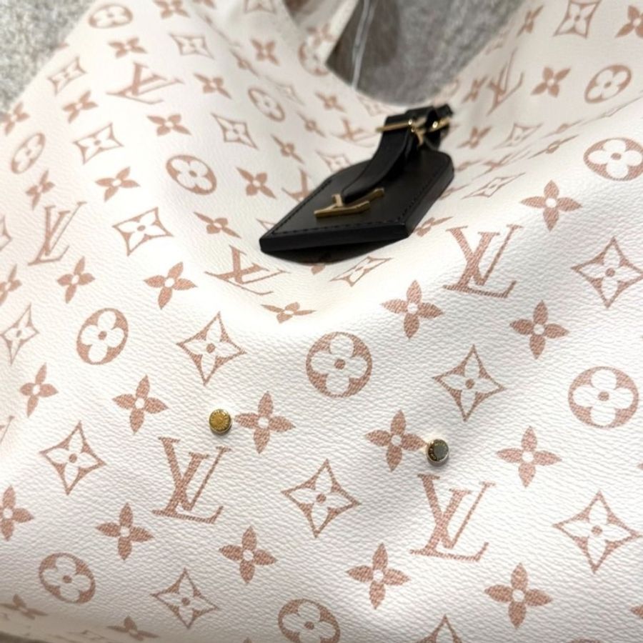 LV 沙色沙丘老花atlantis大號子母包菜籃子芯片款 34*13*32.5 95新 配件子袋 塵袋-8