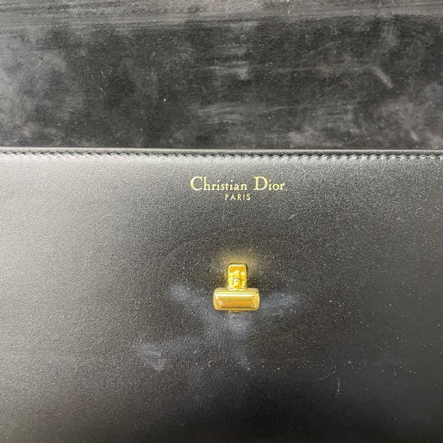 Dior迪奧 蒙田Montaigne Avenue 30 CD扭扣小牛皮手拿單肩斜挎包 黑色 金扣 光面牛皮 黑色琺瑯肩帶-10