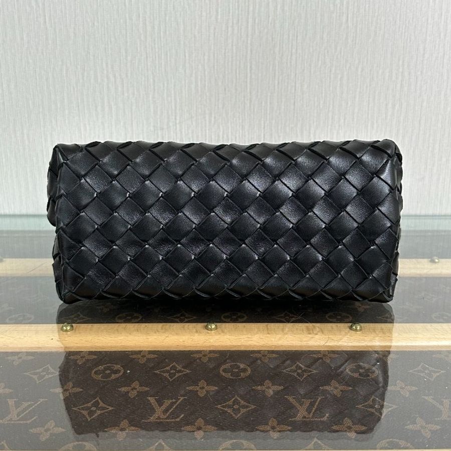 BV Andiamo系列小號黑金編織手提肩背包24*19*11 98新配件塵袋-5