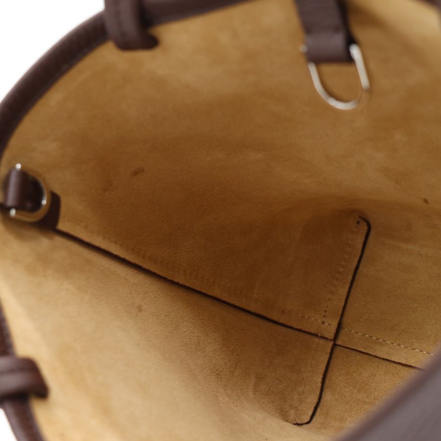 The Row 小號 Park Tote 深咖色 牛皮 手提包 麂皮內裡-8