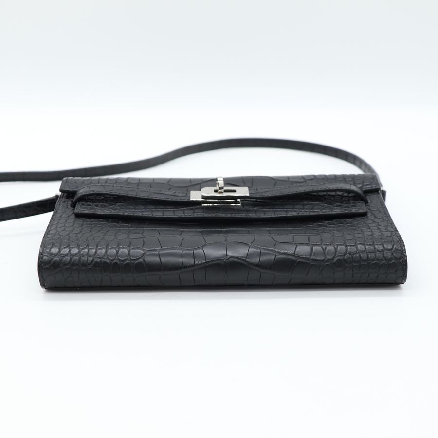Hermès 愛馬仕 Kelly To Go 霧面鱷魚 黑色 斜挎包-5