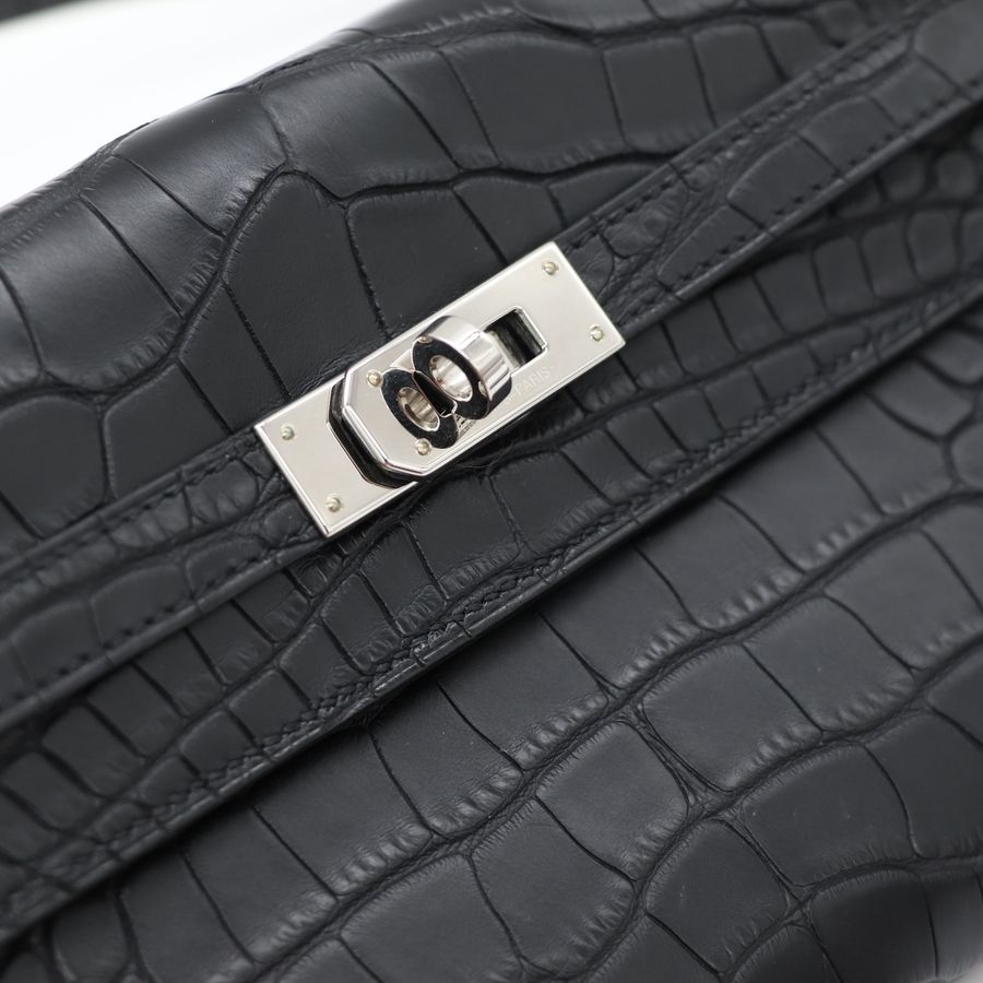 Hermès 愛馬仕 Kelly To Go 霧面鱷魚 黑色 斜挎包-7