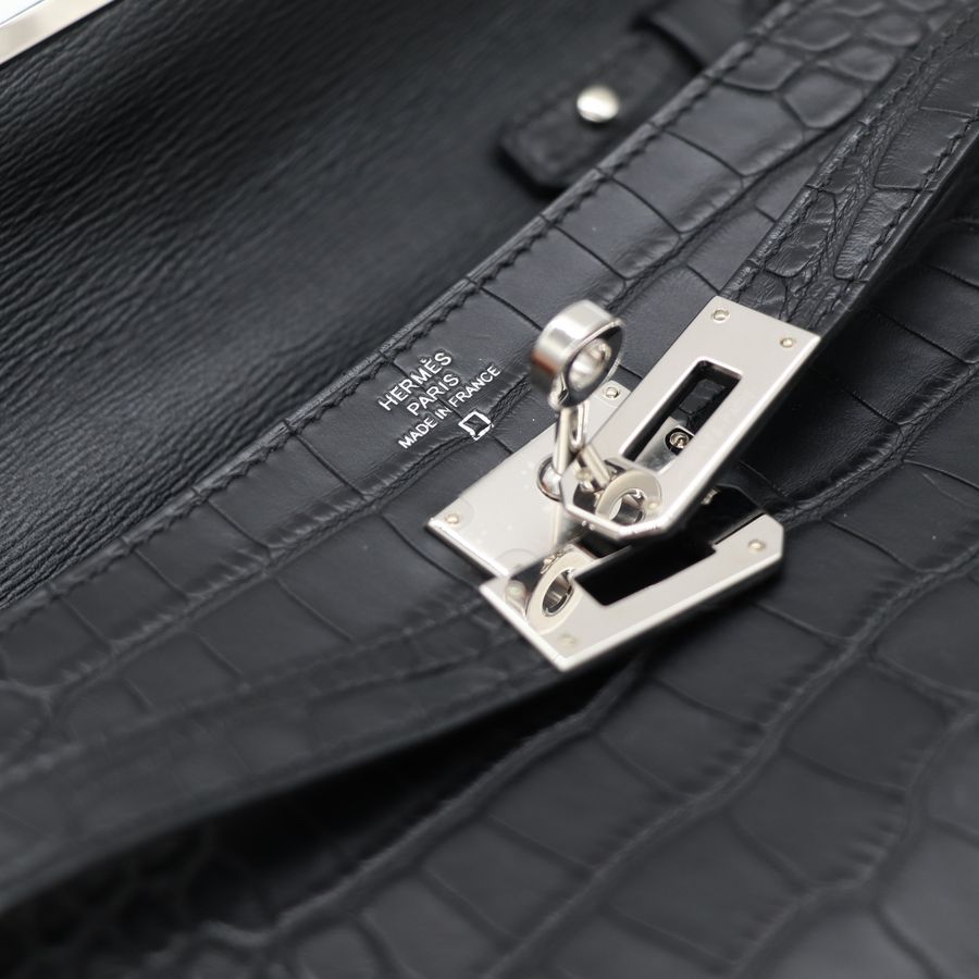 Hermès 愛馬仕 Kelly To Go 霧面鱷魚 黑色 斜挎包-8
