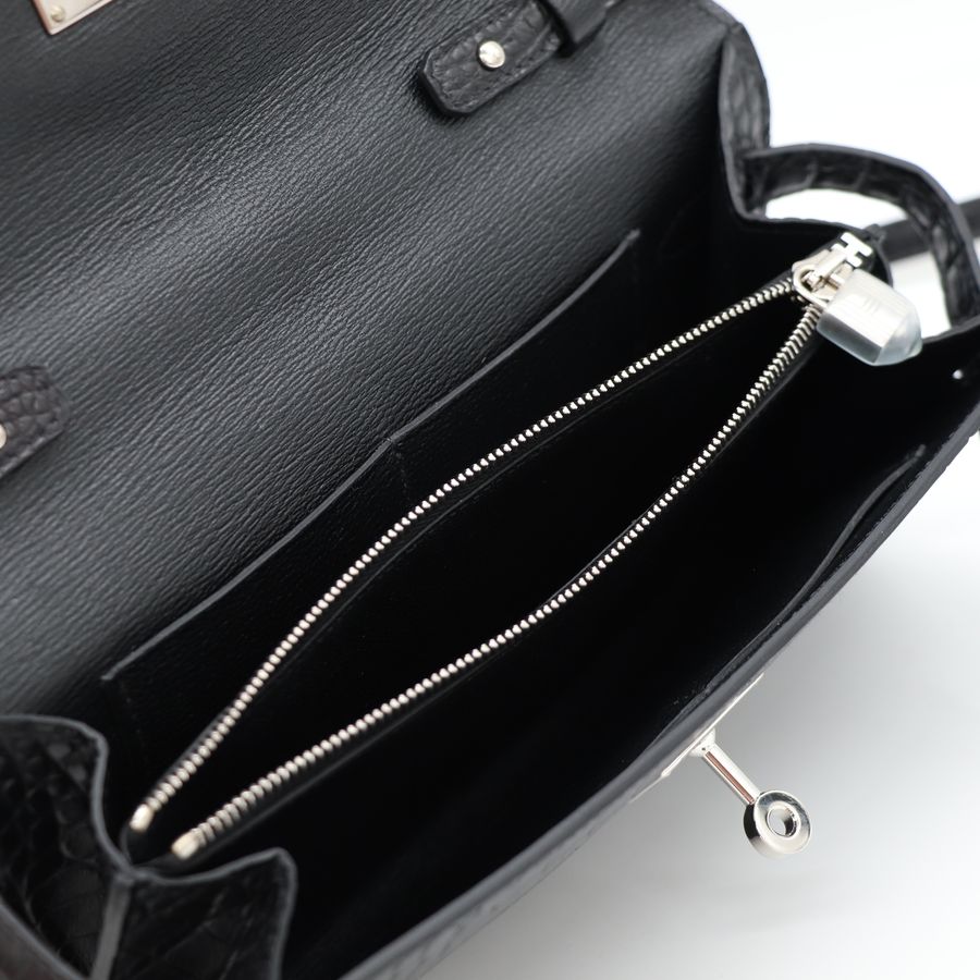 Hermès 愛馬仕 Kelly To Go 霧面鱷魚 黑色 斜挎包-10