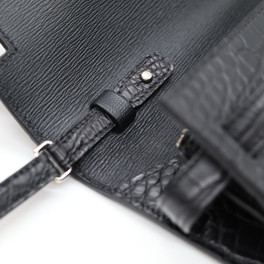Hermès 愛馬仕 Kelly To Go 霧面鱷魚 黑色 斜挎包-11