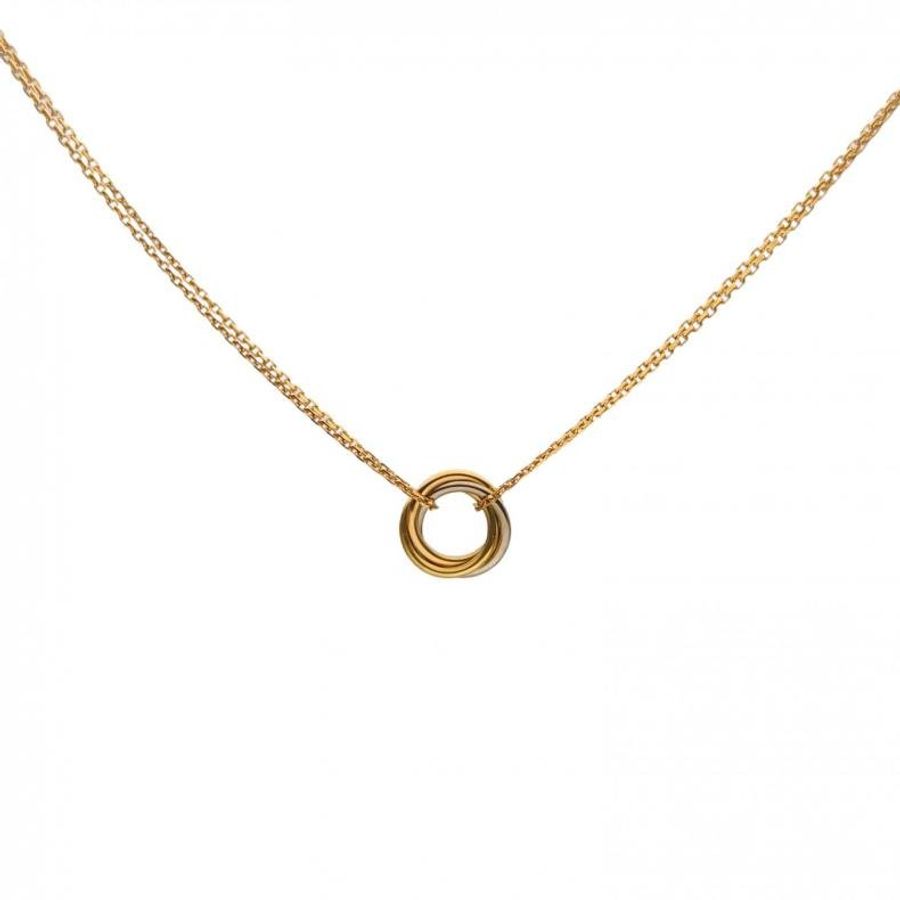 CARTIER Trinity三色金三環雙鏈18K黃金/18K白金/18K玫瑰金項鏈-0