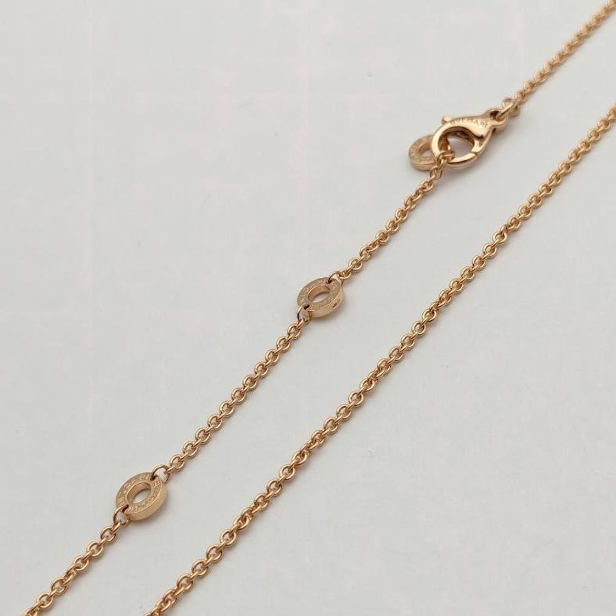 BVLGARI 18K玫瑰金鑽石邊鑽彈簧項鏈-4