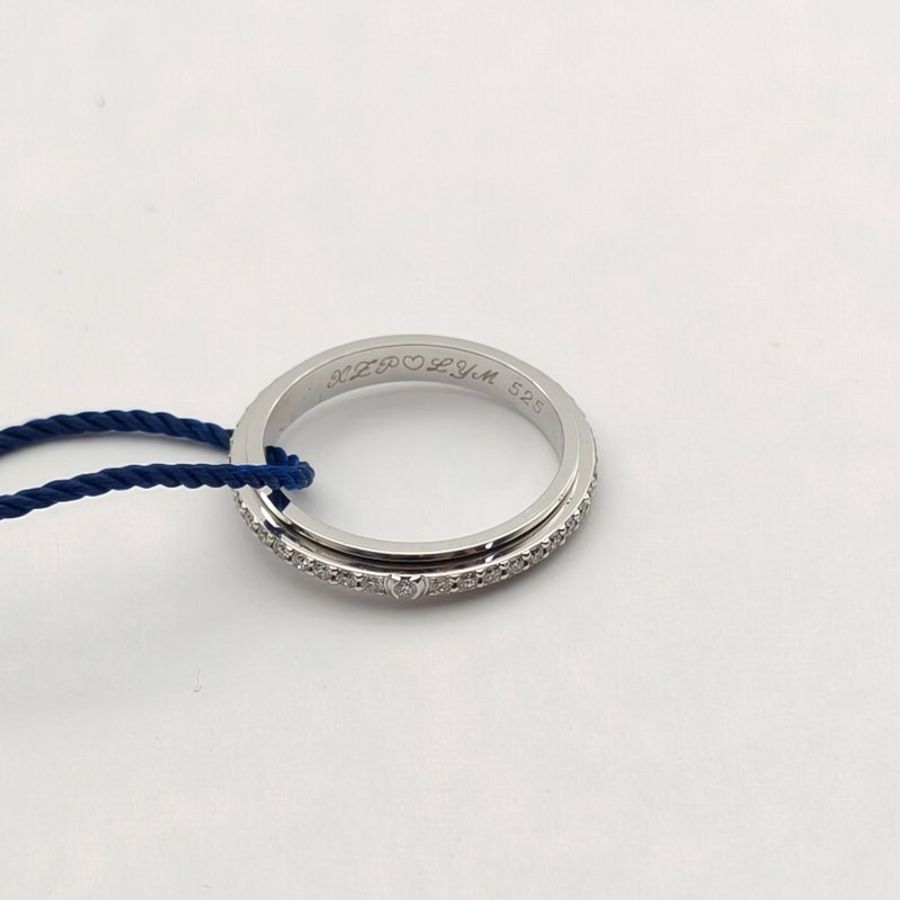 PIAGET 18K白金鑽石窄版時來運轉戒指-2