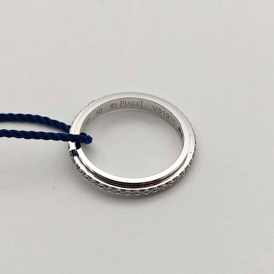 PIAGET 18K白金鑽石窄版時來運轉戒指-3