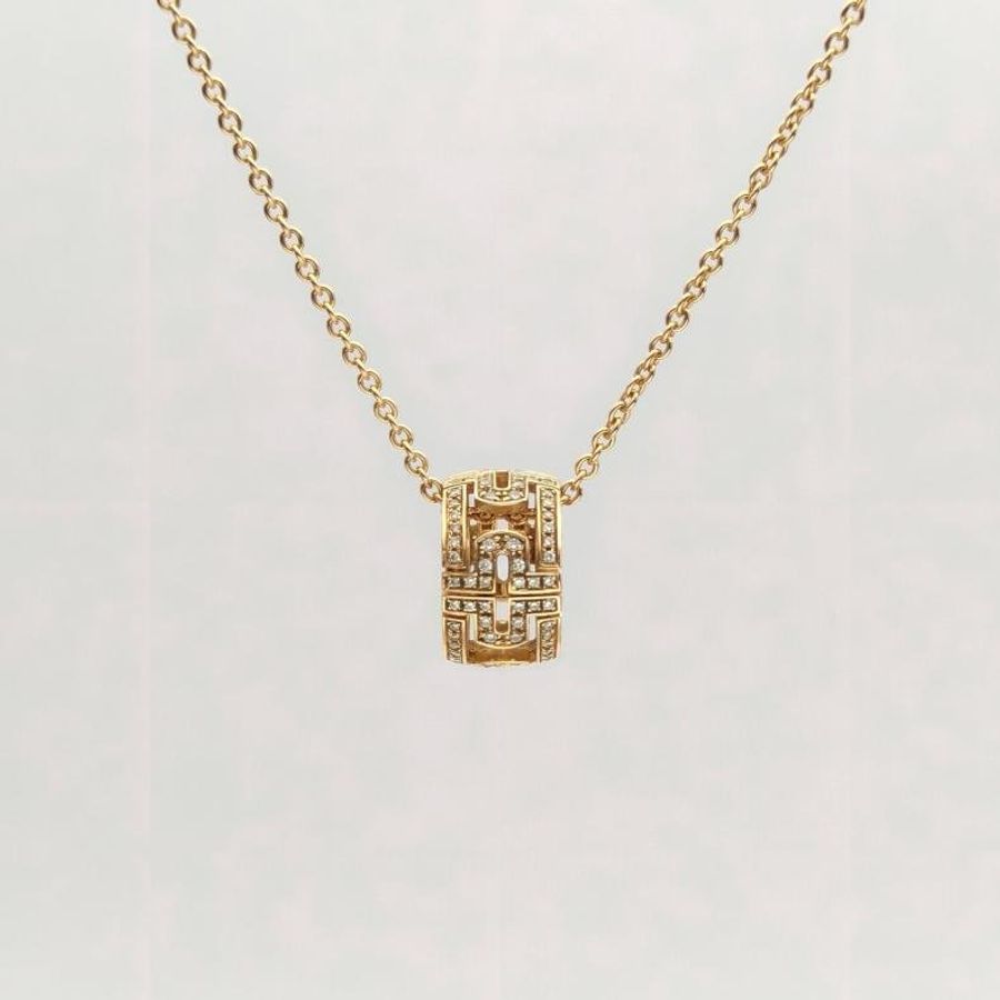 BVLGARI PARENTESI迴紋針滿鑽回轉項鏈18K玫瑰金/鑽石-1