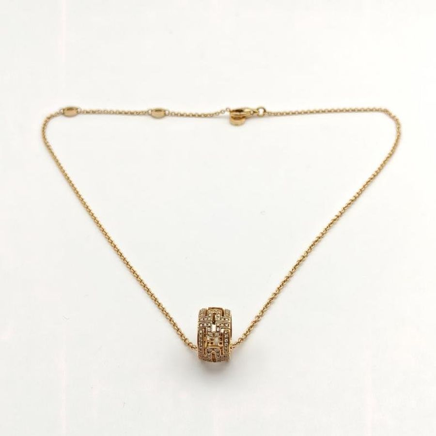 BVLGARI PARENTESI迴紋針滿鑽回轉項鏈18K玫瑰金/鑽石-5
