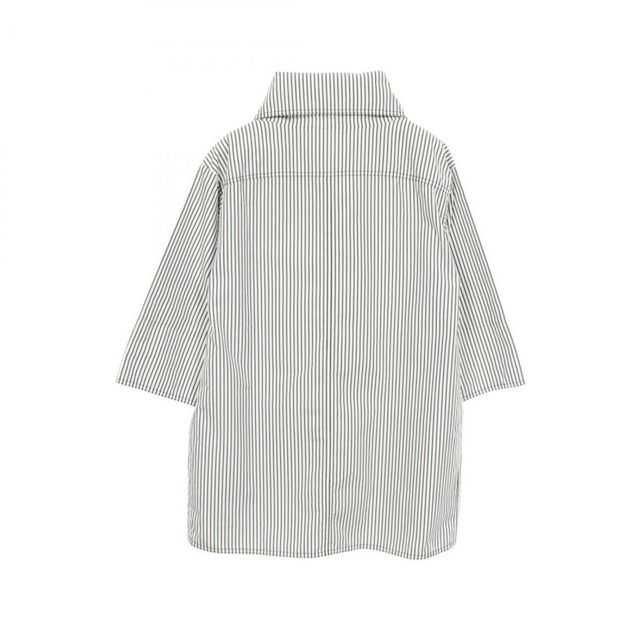 香奈兒 COCO 標誌羈絆條紋雙面穿 Balmacaan 大衣 #34 P51562W05650 棉-1