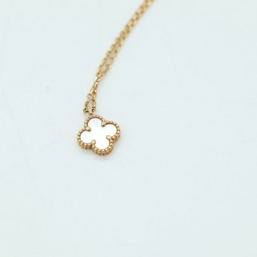 Van Cleef & Arpel Sweet Alhambra 黃金Au750 白色貝母 項鍊 購買憑證 證書 首飾包-5