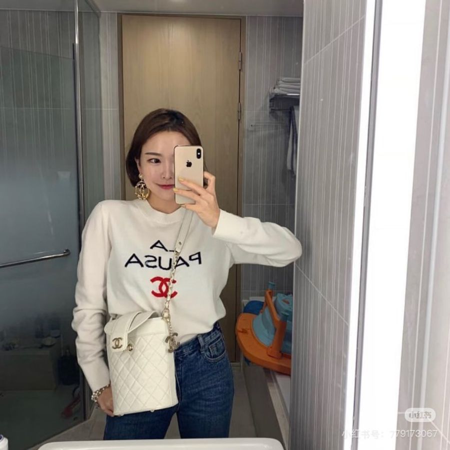 Chanel 白色羊皮薯條包16*11*20  99新配件塵袋保卡-1