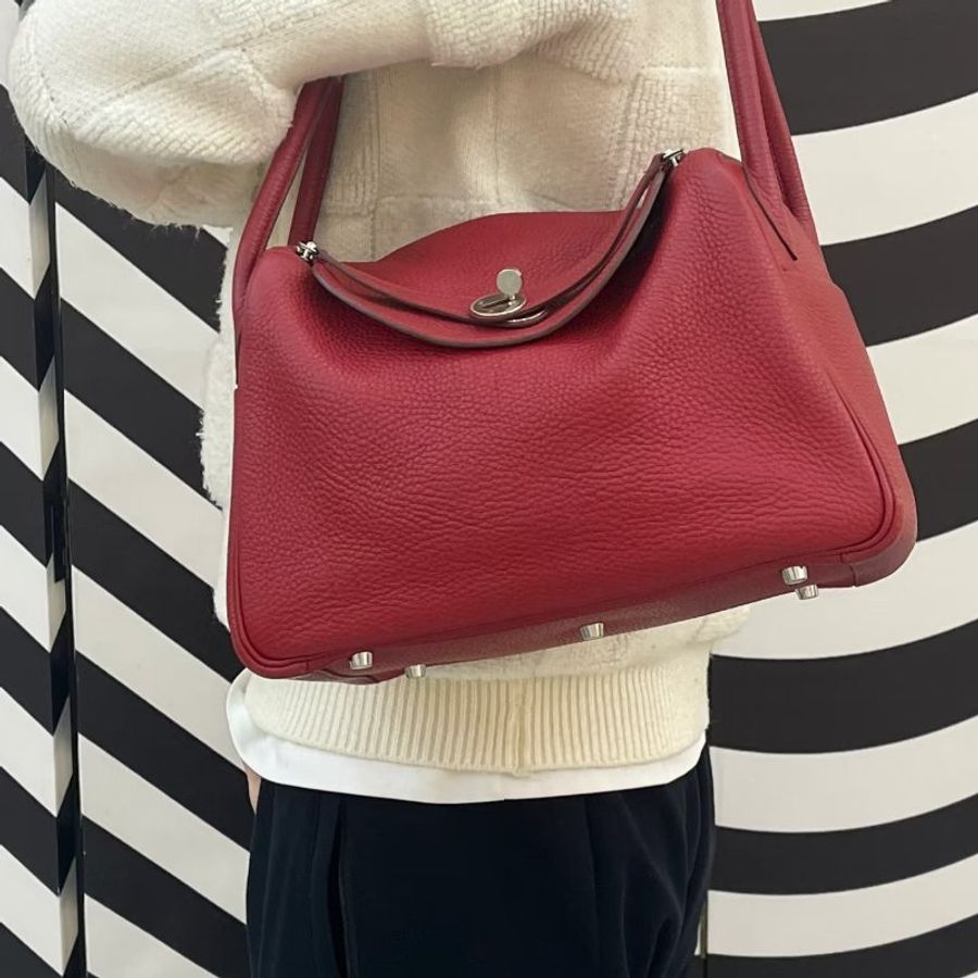 HERMES 國旗紅銀扣Lindy30 手提肩背包 30*21*16 98新配件塵袋-1