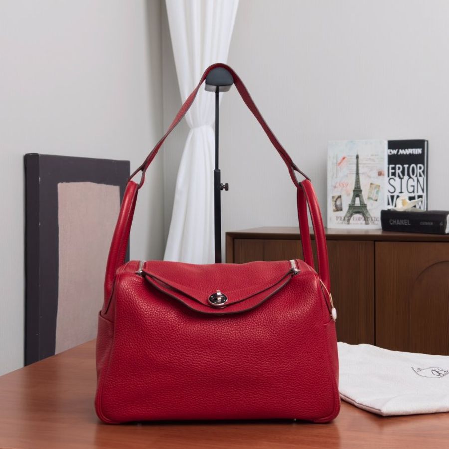 HERMES 國旗紅銀扣Lindy30 手提肩背包 30*21*16 98新配件塵袋-2