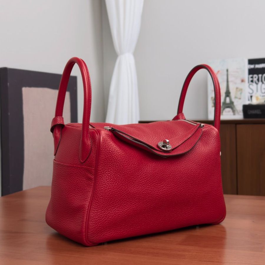HERMES 國旗紅銀扣Lindy30 手提肩背包 30*21*16 98新配件塵袋-6